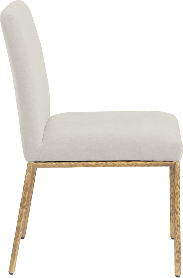 Meridian Furniture Reeves Chenille Upholstered Dining Chair with Hand-forged Iron Legs for Modern Spaces Cream 11002 11002Cream-SC