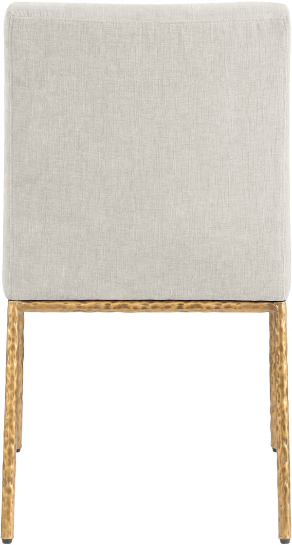 Meridian Furniture Reeves Chenille Upholstered Dining Chair with Hand-forged Iron Legs for Modern Spaces Cream 11002 11002Cream-SC