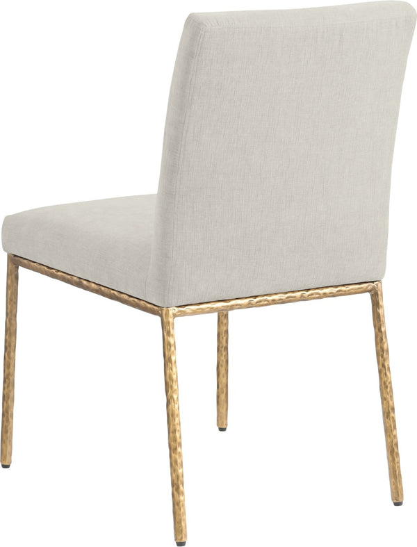 Meridian Furniture Reeves Chenille Upholstered Dining Chair with Hand-forged Iron Legs for Modern Spaces Cream 11002 11002Cream-SC
