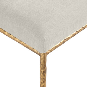 Meridian Furniture Reeves Chenille Upholstered Dining Chair with Hand-forged Iron Legs for Modern Spaces Cream 11002 11002Cream-SC