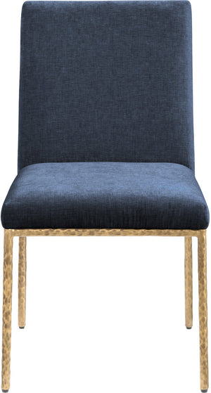 Meridian Furniture Reeves Chenille Upholstered Dining Chair with Hand-forged Iron Legs for Modern Spaces Navy 11002 11002Navy-SC