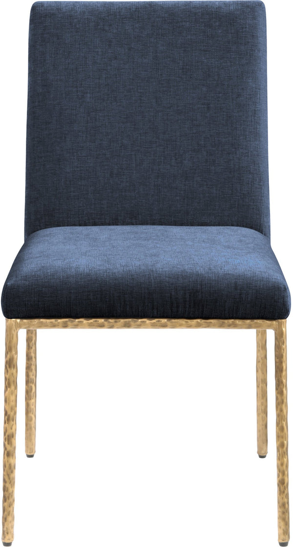 Meridian Furniture Reeves Chenille Upholstered Dining Chair with Hand-forged Iron Legs for Modern Spaces Navy 11002 11002Navy-SC