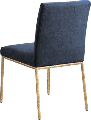 Meridian Furniture Reeves Chenille Upholstered Dining Chair with Hand-forged Iron Legs for Modern Spaces Navy 11002 11002Navy-SC