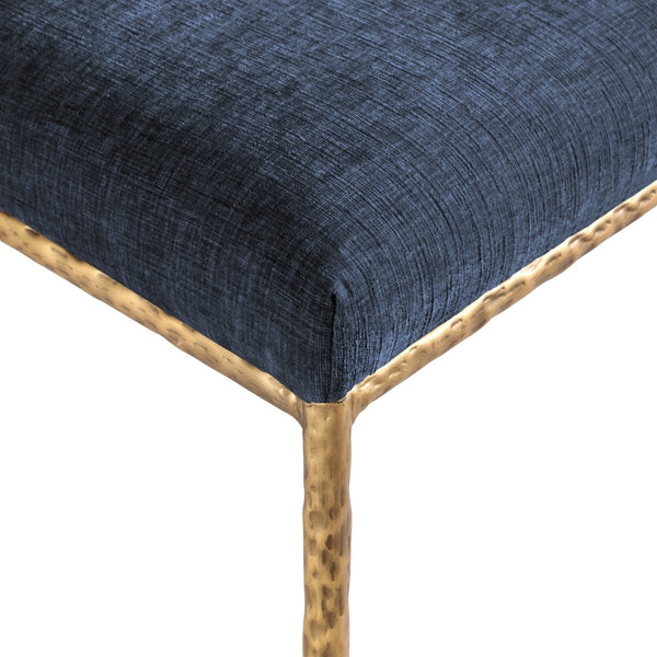 Meridian Furniture Reeves Chenille Upholstered Dining Chair with Hand-forged Iron Legs for Modern Spaces Navy 11002 11002Navy-SC