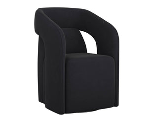 Kendrick Wheeled Dining Armchair - Abbington Black 110033 Sunpan