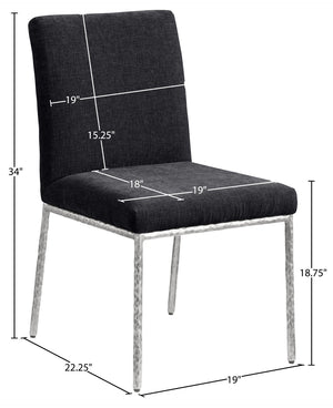 Meridian Furniture Reeves Chenille Upholstered Dining Chair with Hand-forged Iron Legs for Modern Spaces Black 11003 11003Black-SC