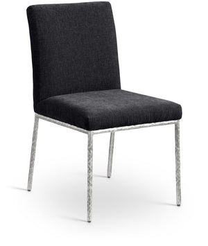 Meridian Furniture Reeves Chenille Upholstered Dining Chair with Hand-forged Iron Legs for Modern Spaces Black 11003 11003Black-SC