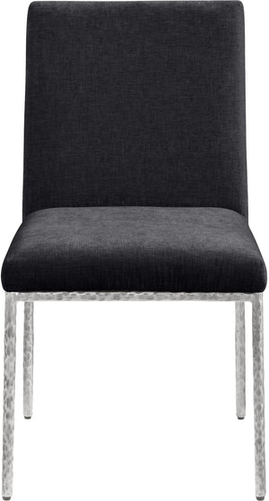 Meridian Furniture Reeves Chenille Upholstered Dining Chair with Hand-forged Iron Legs for Modern Spaces Black 11003 11003Black-SC