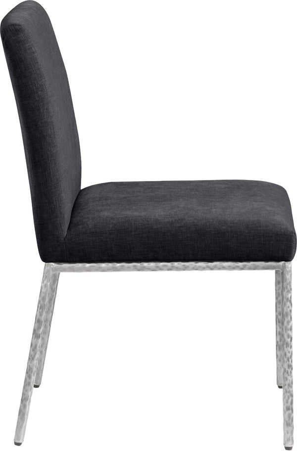 Meridian Furniture Reeves Chenille Upholstered Dining Chair with Hand-forged Iron Legs for Modern Spaces Black 11003 11003Black-SC