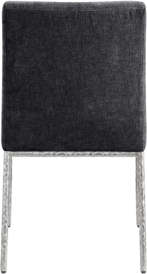 Meridian Furniture Reeves Chenille Upholstered Dining Chair with Hand-forged Iron Legs for Modern Spaces Black 11003 11003Black-SC