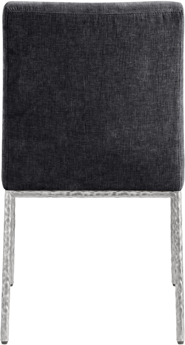 Meridian Furniture Reeves Chenille Upholstered Dining Chair with Hand-forged Iron Legs for Modern Spaces Black 11003 11003Black-SC