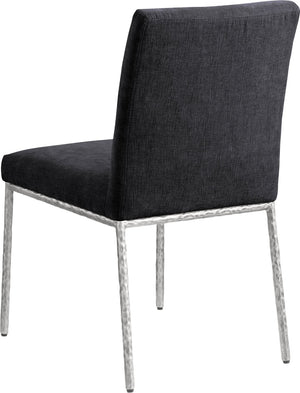Meridian Furniture Reeves Chenille Upholstered Dining Chair with Hand-forged Iron Legs for Modern Spaces Black 11003 11003Black-SC