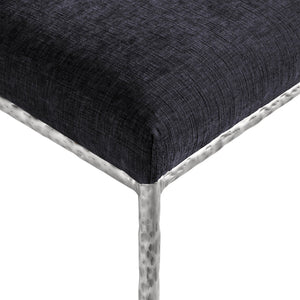 Meridian Furniture Reeves Chenille Upholstered Dining Chair with Hand-forged Iron Legs for Modern Spaces Black 11003 11003Black-SC