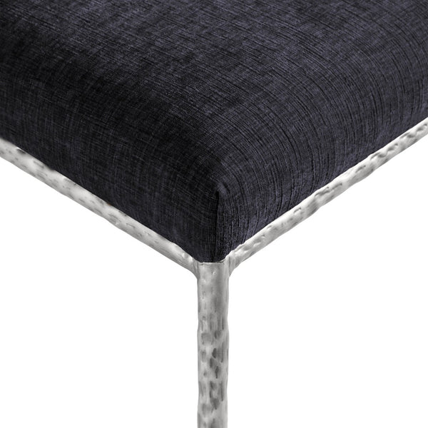 Meridian Furniture Reeves Chenille Upholstered Dining Chair with Hand-forged Iron Legs for Modern Spaces Black 11003 11003Black-SC