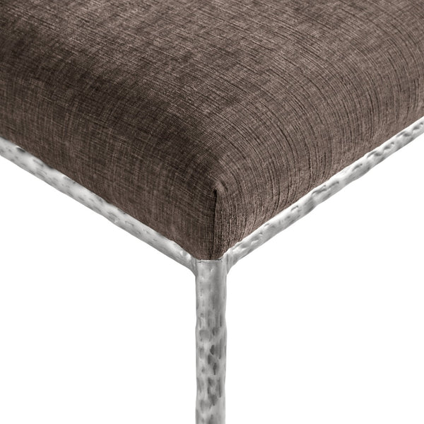 Meridian Furniture Reeves Chenille Upholstered Dining Chair with Hand-forged Iron Legs for Modern Spaces Brown 11003 11003Brown-SC