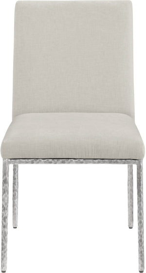 Meridian Furniture Reeves Chenille Upholstered Dining Chair with Hand-forged Iron Legs for Modern Spaces Cream 11003 11003Cream-SC