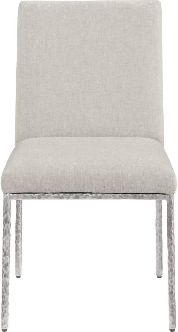 Meridian Furniture Reeves Chenille Upholstered Dining Chair with Hand-forged Iron Legs for Modern Spaces Cream 11003 11003Cream-SC
