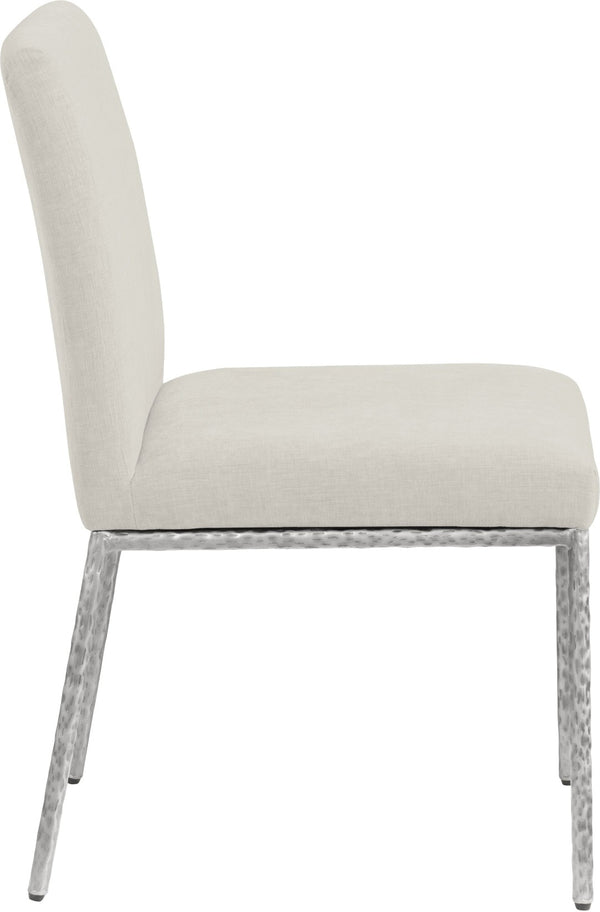 Meridian Furniture Reeves Chenille Upholstered Dining Chair with Hand-forged Iron Legs for Modern Spaces Cream 11003 11003Cream-SC