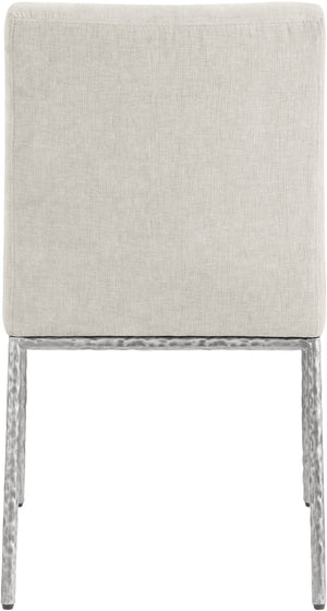 Meridian Furniture Reeves Chenille Upholstered Dining Chair with Hand-forged Iron Legs for Modern Spaces Cream 11003 11003Cream-SC