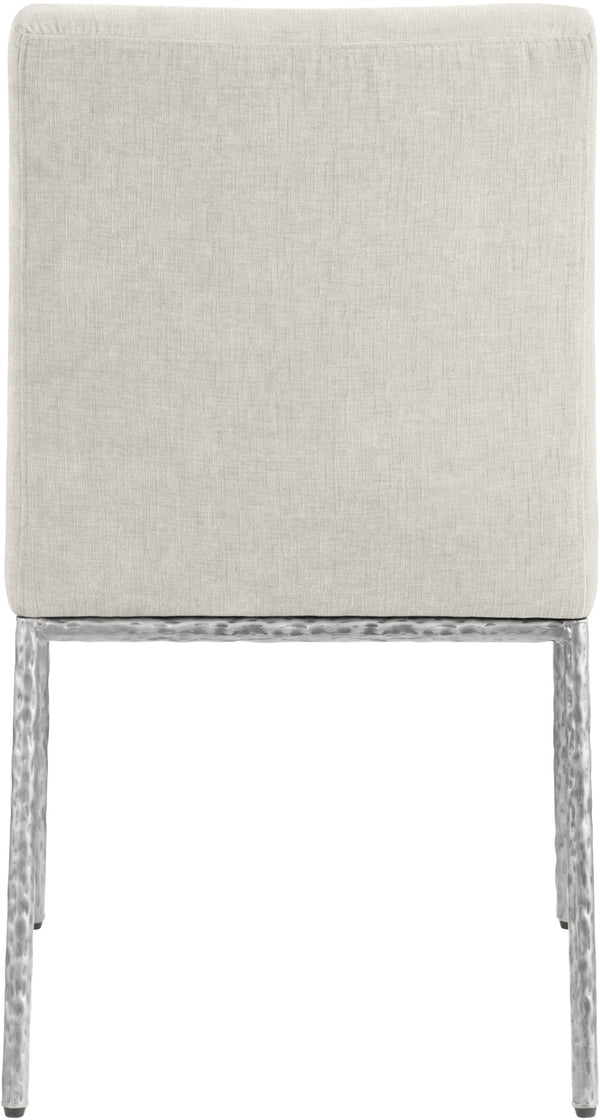 Meridian Furniture Reeves Chenille Upholstered Dining Chair with Hand-forged Iron Legs for Modern Spaces Cream 11003 11003Cream-SC