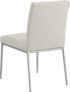 Meridian Furniture Reeves Chenille Upholstered Dining Chair with Hand-forged Iron Legs for Modern Spaces Cream 11003 11003Cream-SC
