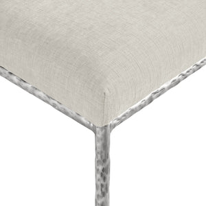Meridian Furniture Reeves Chenille Upholstered Dining Chair with Hand-forged Iron Legs for Modern Spaces Cream 11003 11003Cream-SC