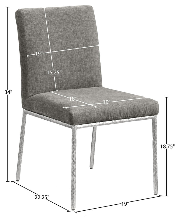 Meridian Furniture Reeves Chenille Upholstered Dining Chair with Hand-forged Iron Legs for Modern Spaces Grey 11003 11003Grey-SC