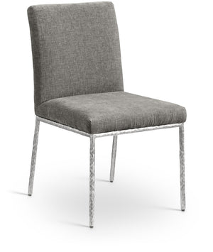 Meridian Furniture Reeves Chenille Upholstered Dining Chair with Hand-forged Iron Legs for Modern Spaces Grey 11003 11003Grey-SC