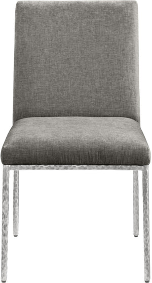 Meridian Furniture Reeves Chenille Upholstered Dining Chair with Hand-forged Iron Legs for Modern Spaces Grey 11003 11003Grey-SC