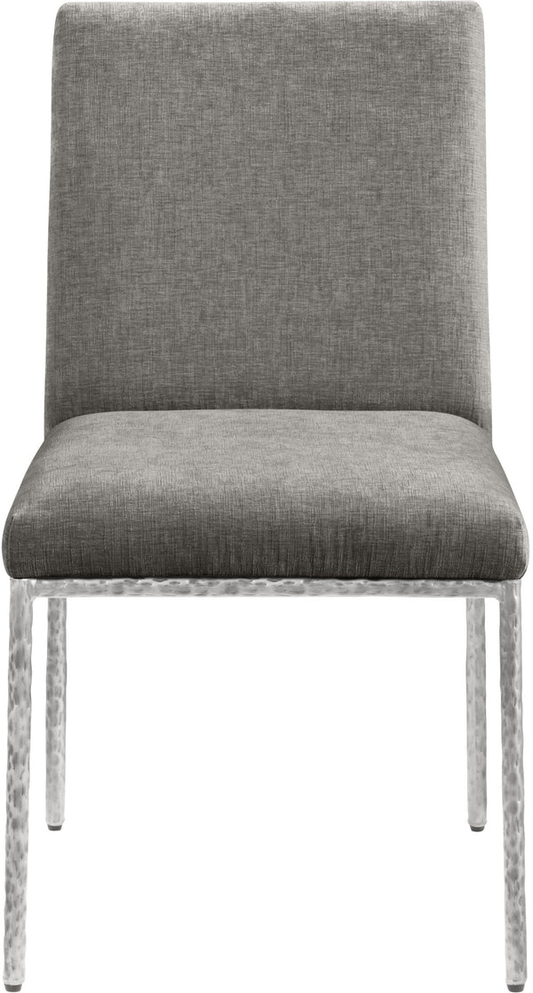 Meridian Furniture Reeves Chenille Upholstered Dining Chair with Hand-forged Iron Legs for Modern Spaces Grey 11003 11003Grey-SC