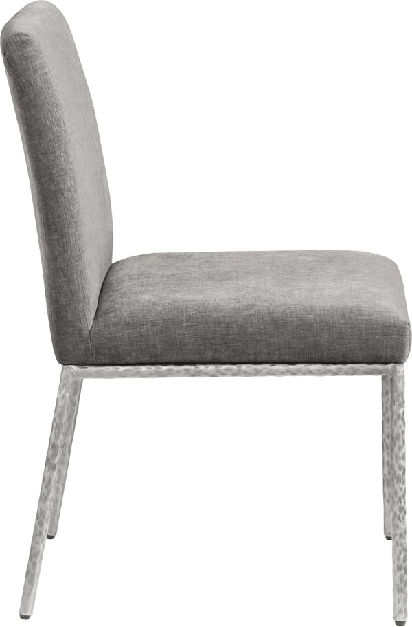 Meridian Furniture Reeves Chenille Upholstered Dining Chair with Hand-forged Iron Legs for Modern Spaces Grey 11003 11003Grey-SC