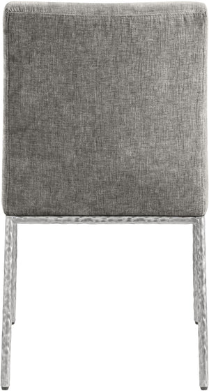Meridian Furniture Reeves Chenille Upholstered Dining Chair with Hand-forged Iron Legs for Modern Spaces Grey 11003 11003Grey-SC