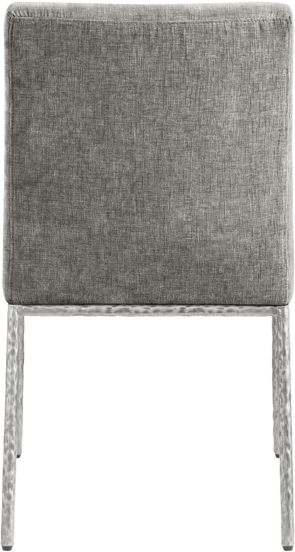 Meridian Furniture Reeves Chenille Upholstered Dining Chair with Hand-forged Iron Legs for Modern Spaces Grey 11003 11003Grey-SC