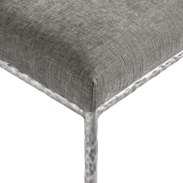 Meridian Furniture Reeves Chenille Upholstered Dining Chair with Hand-forged Iron Legs for Modern Spaces Grey 11003 11003Grey-SC