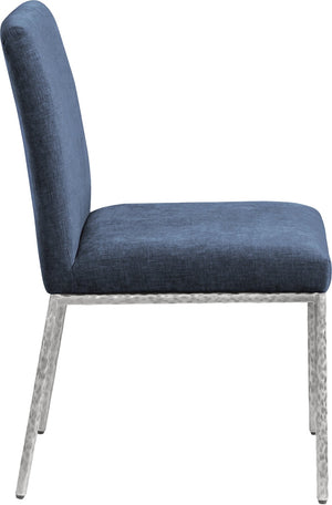 Meridian Furniture Reeves Chenille Upholstered Dining Chair with Hand-forged Iron Legs for Modern Spaces Navy 11003 11003Navy-SC