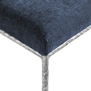Meridian Furniture Reeves Chenille Upholstered Dining Chair with Hand-forged Iron Legs for Modern Spaces Navy 11003 11003Navy-SC