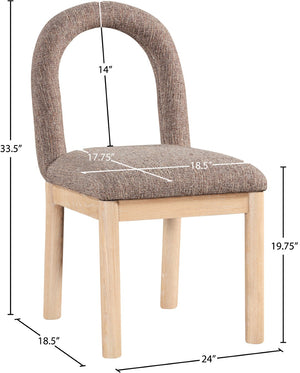 Meridian Furniture Conrad Sculptural Arched Back Dining Chair with Two-tone Linen Weave and Wood Legs 11004Brown-C