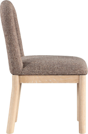 Meridian Furniture Conrad Sculptural Arched Back Dining Chair with Two-tone Linen Weave and Wood Legs 11004Brown-C