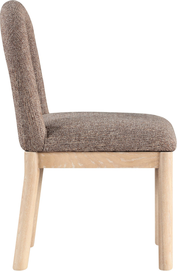Meridian Furniture Conrad Sculptural Arched Back Dining Chair with Two-tone Linen Weave and Wood Legs 11004Brown-C