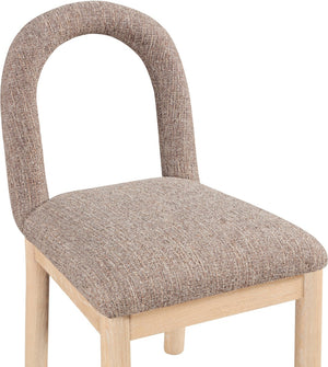 Meridian Furniture Conrad Sculptural Arched Back Dining Chair with Two-tone Linen Weave and Wood Legs 11004Brown-C