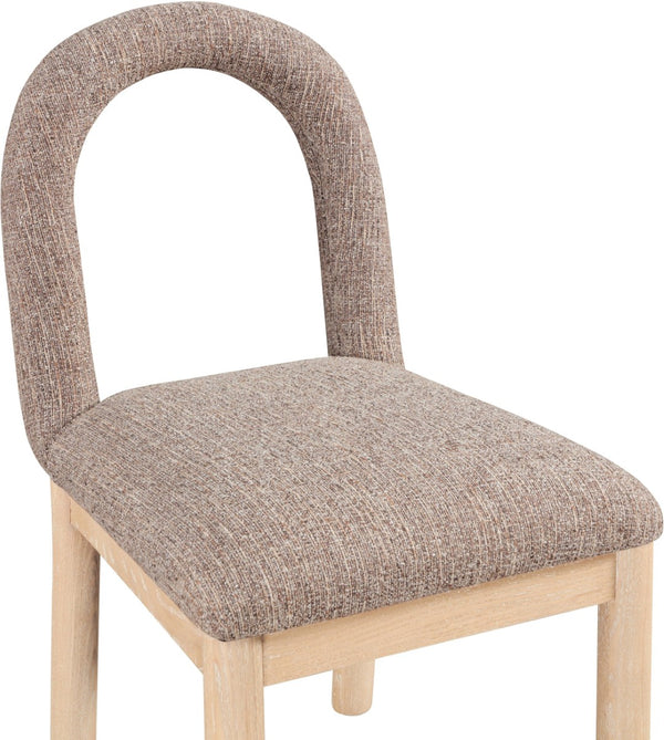 Meridian Furniture Conrad Sculptural Arched Back Dining Chair with Two-tone Linen Weave and Wood Legs 11004Brown-C