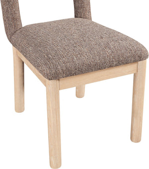 Meridian Furniture Conrad Sculptural Arched Back Dining Chair with Two-tone Linen Weave and Wood Legs 11004Brown-C