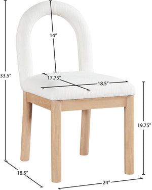 Meridian Furniture Conrad Arched Back Linen Upholstered Dining Chair with Natural Wood Legs Art Deco 11004Cream-C