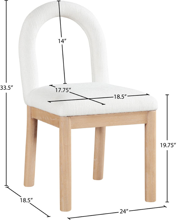 Meridian Furniture Conrad Arched Back Linen Upholstered Dining Chair with Natural Wood Legs Art Deco 11004Cream-C