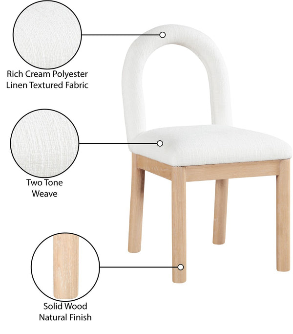 Meridian Furniture Conrad Arched Back Linen Upholstered Dining Chair with Natural Wood Legs Art Deco 11004Cream-C