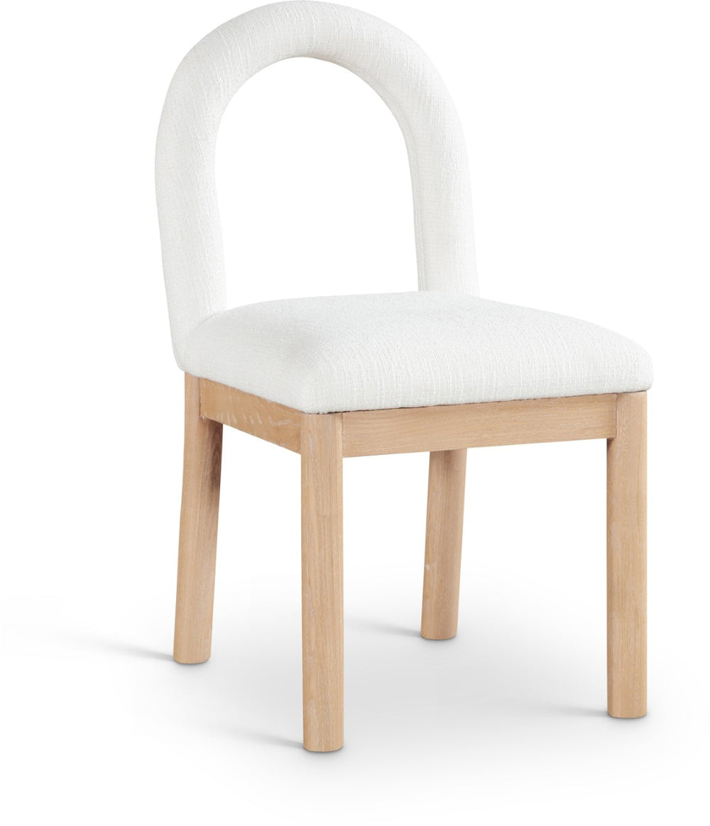 Meridian Furniture Conrad Arched Back Linen Upholstered Dining Chair with Natural Wood Legs Art Deco 11004Cream-C