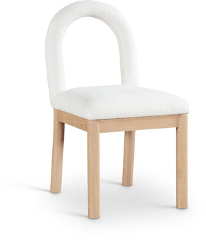 Meridian Furniture Conrad Arched Back Linen Upholstered Dining Chair with Natural Wood Legs Art Deco 11004Cream-C