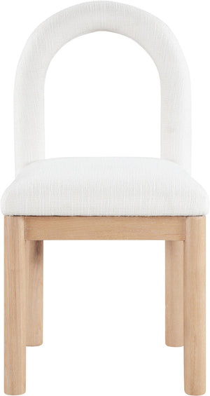 Meridian Furniture Conrad Arched Back Linen Upholstered Dining Chair with Natural Wood Legs Art Deco 11004Cream-C