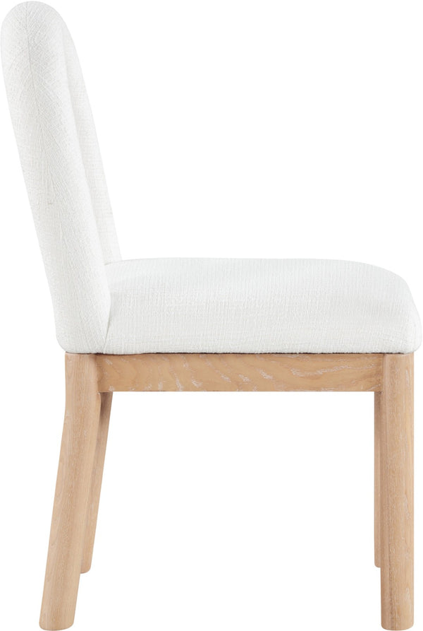 Meridian Furniture Conrad Arched Back Linen Upholstered Dining Chair with Natural Wood Legs Art Deco 11004Cream-C