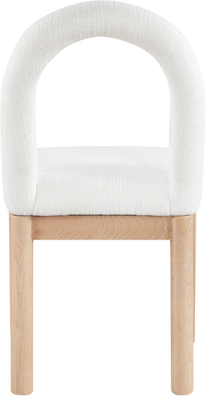 Meridian Furniture Conrad Arched Back Linen Upholstered Dining Chair with Natural Wood Legs Art Deco 11004Cream-C